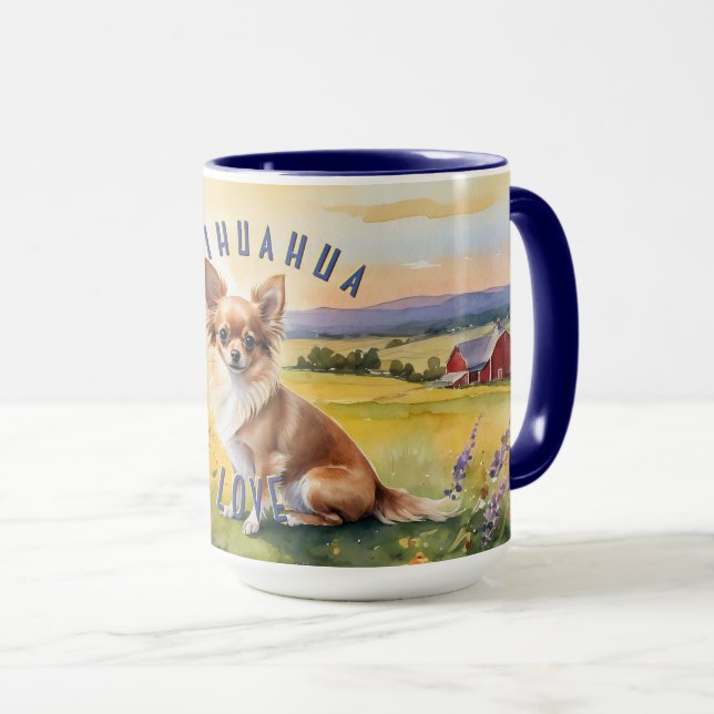 Caneca Chihuahua Sunrise: Uma Muita Alegria Morning (Frente Esquerda)