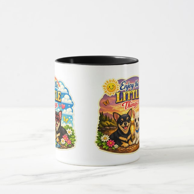 Caneca Chihuahuas Desfrutam as pequenas coisas (Centro)