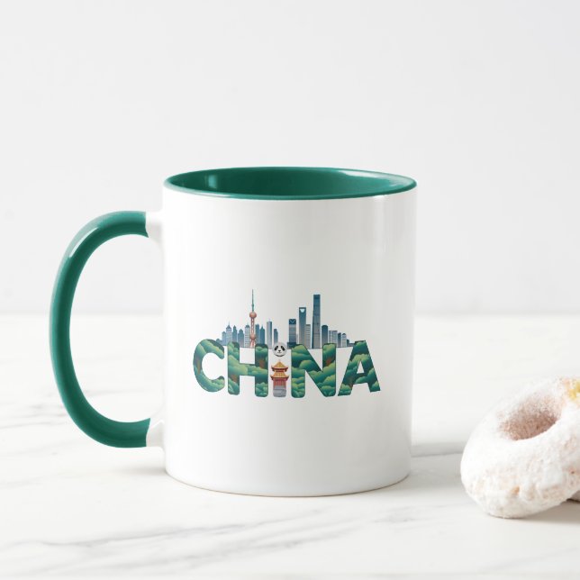 Caneca China Xangai Temple Panda (Com Donut)