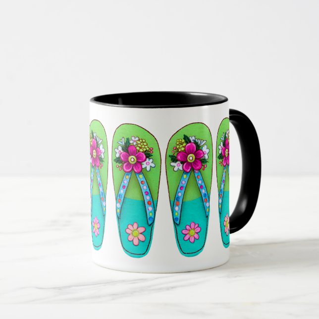 Caneca Chinelos de Mola da Primavera em Cores Vibrantes C (Frente Esquerda)