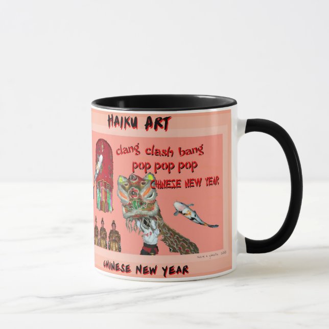 Caneca chinesa da arte dos haicais do ano novo (Direita)