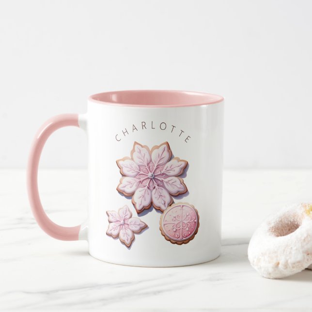 Caneca Chique Rosa Pink Christmas Hot Chocolate Mug (Com Donut)