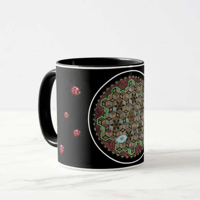 Caneca Chitta Vritti Nirodha (desenhado à mão colorido) (Frente Esquerda)