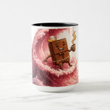 Chocolate e Café Rosa Morango Surfando Fofo