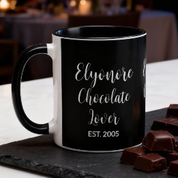 Caneca Chocolate Lover White Script Personalized Name Est