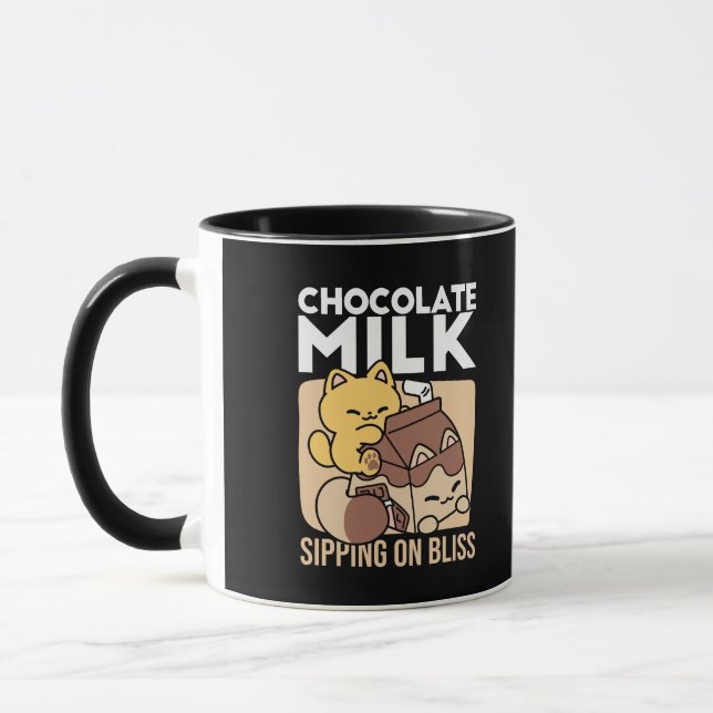 Caneca Chocolate Milk Sipping on Bliss – Kawaii Cat Food  (Esquerda)