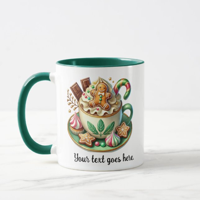 Caneca Chocolate Quente de Natal de Texto Personalizado (Esquerda)