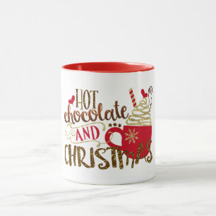 Caneca Chocolate Quente e Brilho de Glitter de Férias de
