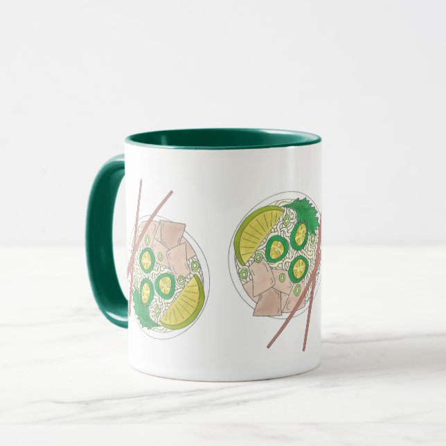 Caneca Chopsticks de macarrão de galinha Comida vietnamit (Frente Esquerda)