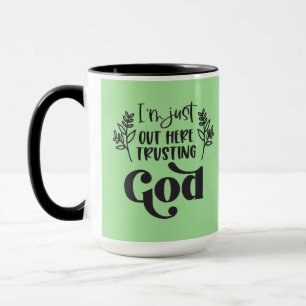 Caneca Christian dizendo que confio no café de Deus