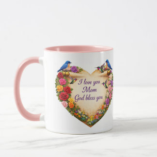 Caneca Christian Mother’s Day Gift Floral Heart Mug