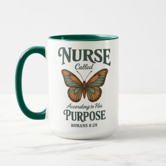 Caneca Christian Nurse Romans 8:28 Butterfly Faith