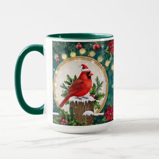Caneca Christmas Cardinal Mug | Red Bird Holiday Coffee (Esquerda)