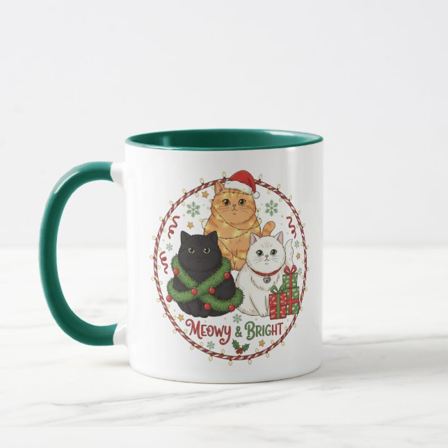 Caneca Christmas Cat Mug - Festive Holiday Coffee Cup (Esquerda)