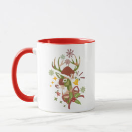 Caneca Christmas Colorful Deer Design Colored 