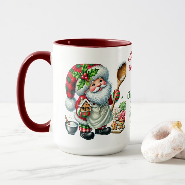 Caneca Christmas Cookie Baking Crew - Gnome Chefs (Com Donut)