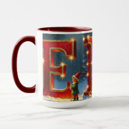 Caneca Christmas ELF Mug – Glitter Letters & Kids Holiday