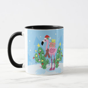 Caneca Christmas Flamingo with Cactus