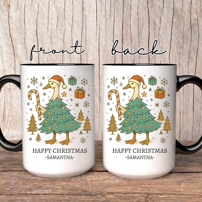 Caneca Christmas Goose Tree Coffee Mug Gift for Coworker (goose christmas tree mug, custom christmas mug, funny holiday mug, personalized christmas gift,)