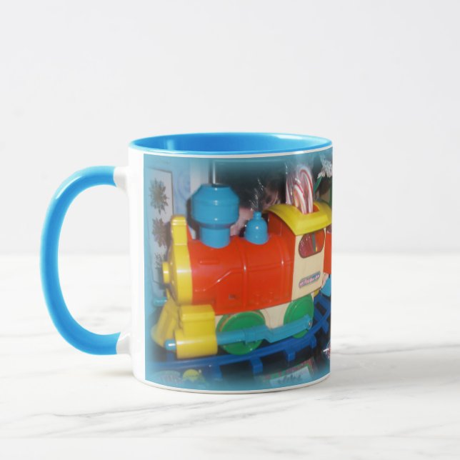 Caneca Christmas Holiday Toy Train Customize Personalize (Esquerda)