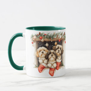 Caneca Christmas Shih Tzu Dogs