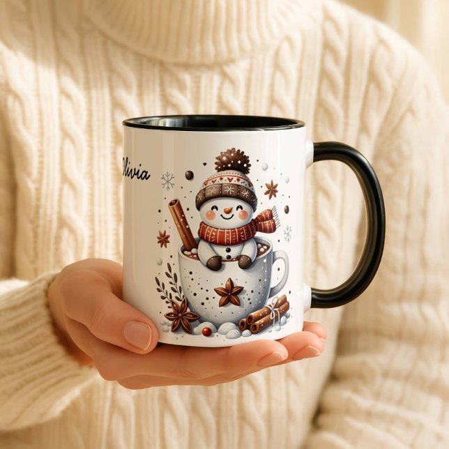 Caneca Christmas Snowman Mug, Hot Cocoa Festive Winter Ar (Criador carregado)