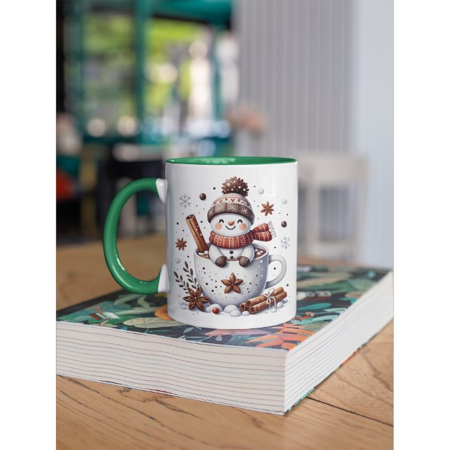 Caneca Christmas Snowman Mug, Hot Cocoa Festive Winter Ar (Criador carregado)