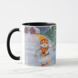 Caneca Christmas snowman walking<br><div class="desc">christmas snowman doll man,
fun painting celebrate love ,
funny cheerful drawn snowflake,
vintage scarf forest cute,
cartoon drawing art merry ,
new white season snow,
celebration happy illustration ,
winter holiday santa year,
tree house hat,
doll christmas snowman man, </div>