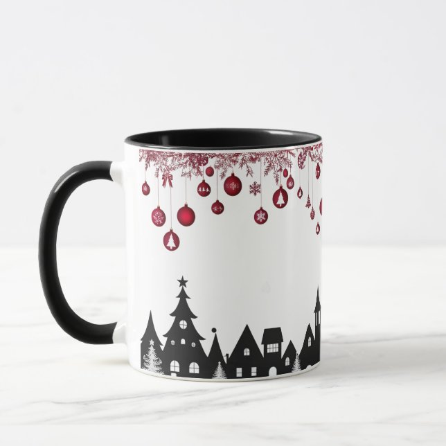 Caneca Christmas Village Silhouette – Red Ornaments  (Esquerda)