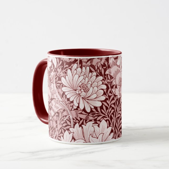 Caneca Chrysanthemum Maroon, William Morris (Frente Esquerda)