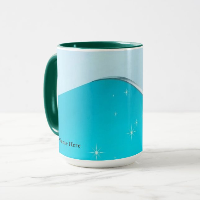 Caneca Ciano Gelado Luxo Titânio Brilho Explosão (Frente Esquerda)