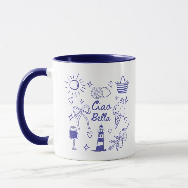 Caneca Ciao Bella Blue Coquette Bow Italian Summer (Esquerda)