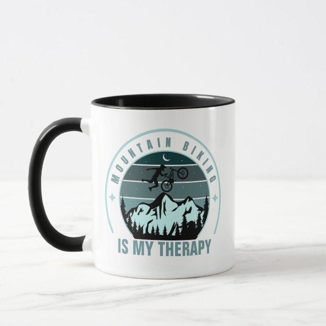 Caneca Ciclismo de Montanha é Minha Terapia Lua Estrelas  (Esquerda)