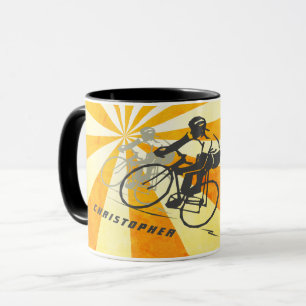 Caneca Ciclista de Estradas Personalizadas e Bicicleta de