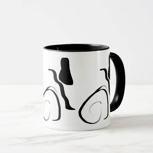 Caneca Ciclo de rotação: Abstrato preto e branco (Frente Esquerda)