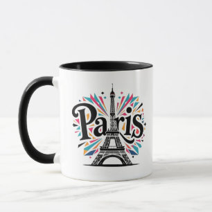 Caneca Cidade das Luzes: Arte de Tipografia Negrita de Pa