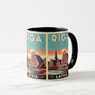 Caneca Cidade de Riga, presentes vintage da cultura bálti