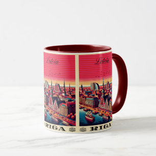 Caneca Cidade de Riga, presentes vintage da cultura bálti