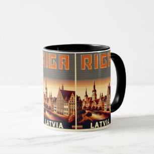 Caneca Cidade de Riga, presentes vintage da cultura bálti