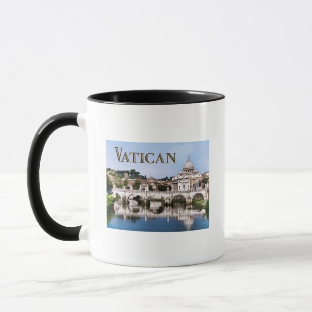 Caneca Cidade do Vaticano vista do VATICANO do texto do (Esquerda)