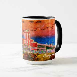Caneca Cidade Windy de marinho Pier Chicago, 1920