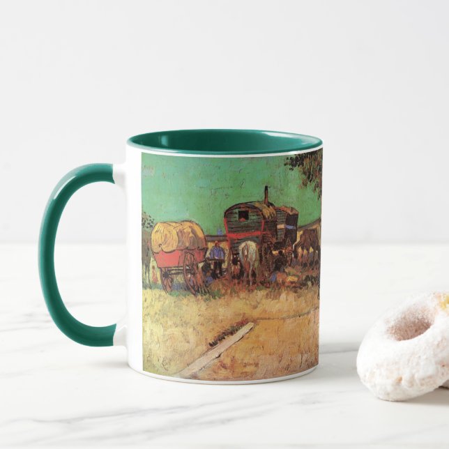Caneca Ciganos com caravanas por Vincent van Gogh (Com Donut)