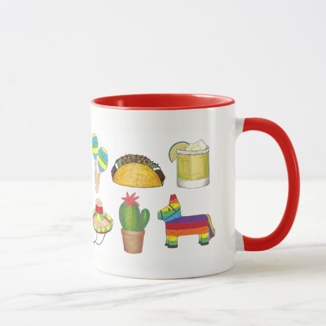 Caneca Cinco de Mayo Taco Piñata Cactus Sombrero Maracas (Direita)