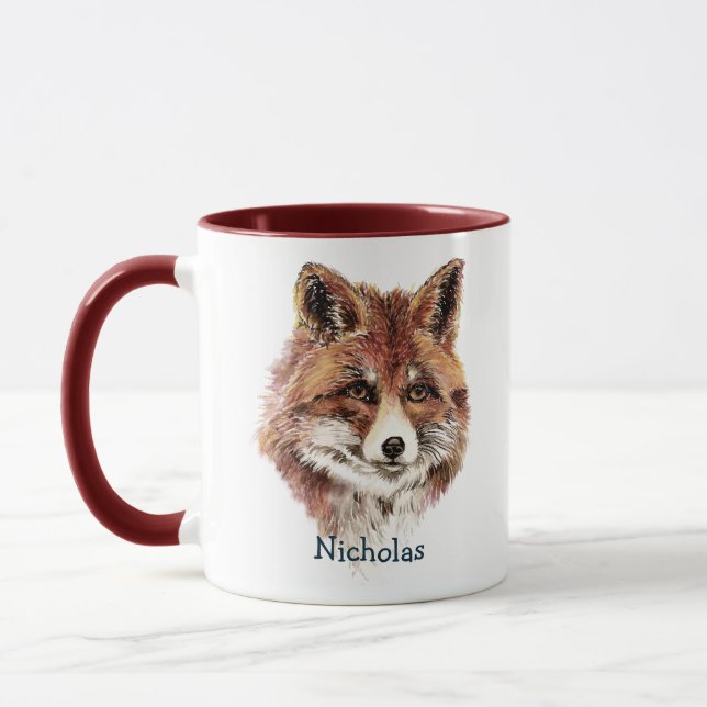 Caneca Cinto Aquoso Vermelho Raposa Raposa Natureza Anima (Esquerda)