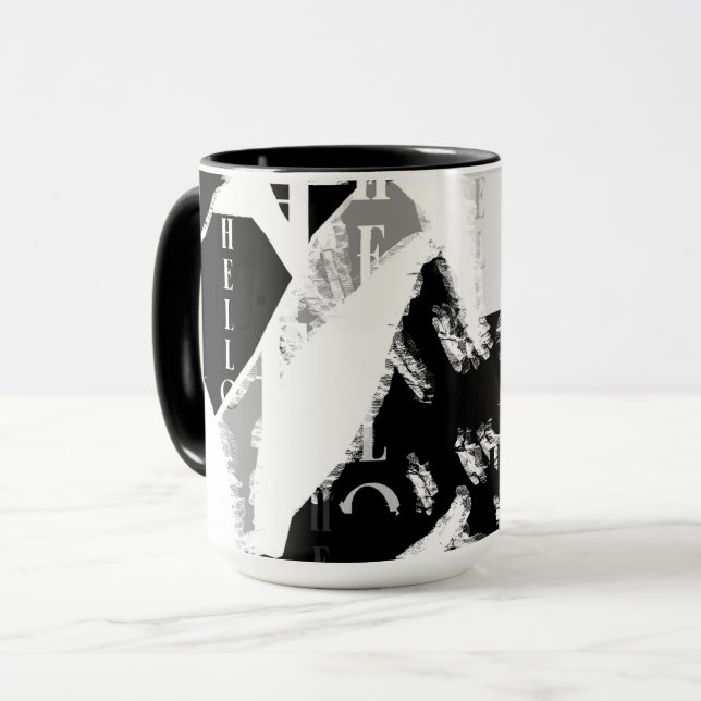 Caneca Cinza abstrato Black White (Frente Esquerda)