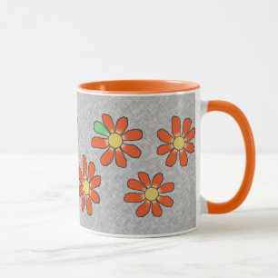 Caneca Cinza alaranjado das flores gráficas