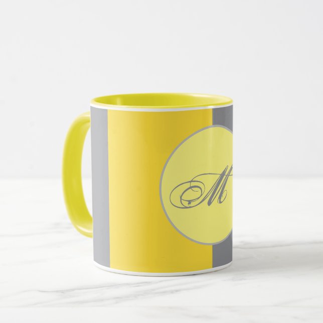 Caneca Cinza Amarelo-Claro E Suave Personaliza Mug (Frente Esquerda)