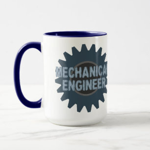 Caneca Cinza azul de engrenagens mecânicas do Engenheiro