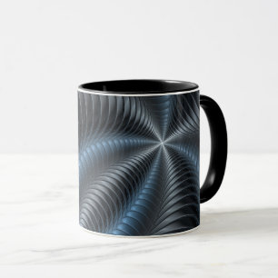 Caneca Cinza Azul Plástico Arte Fractal 3D Abstrato