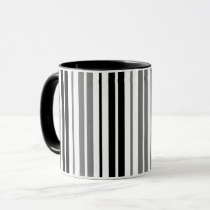 Caneca Cinza Cinza Preto Branco Listras Padrão